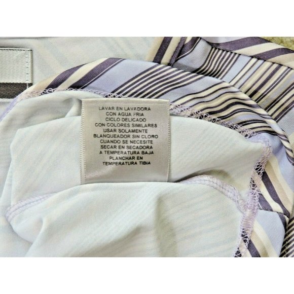 Nine & Co Sleeveless Top V-neck Ruffle Purple/Grey Diagonal Stripes Size L - Picture 10 of 10